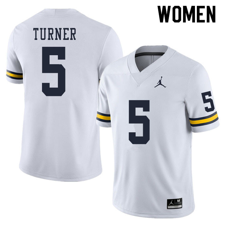 Women #5 DJ Turner Michigan Wolverines College Football Jerseys Sale-White